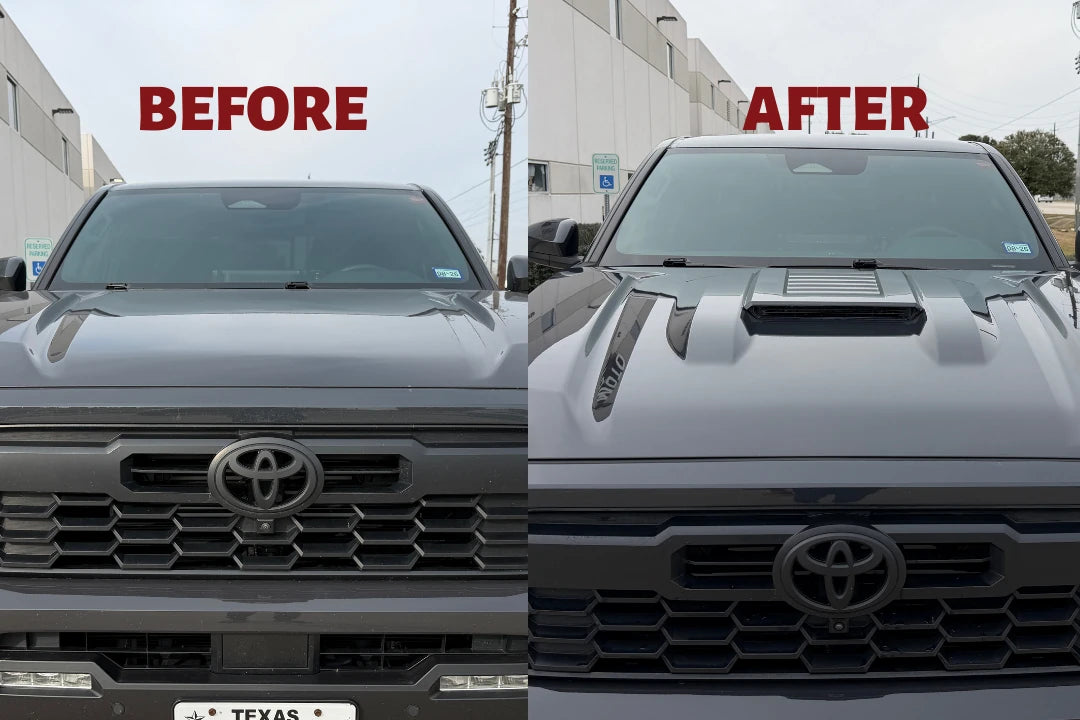 Before and After 2024-2026 Tacoma Hood Conversion