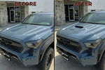 Before and After 2024-2026 Tacoma Hood Conversion Greyish Blue (8W2)