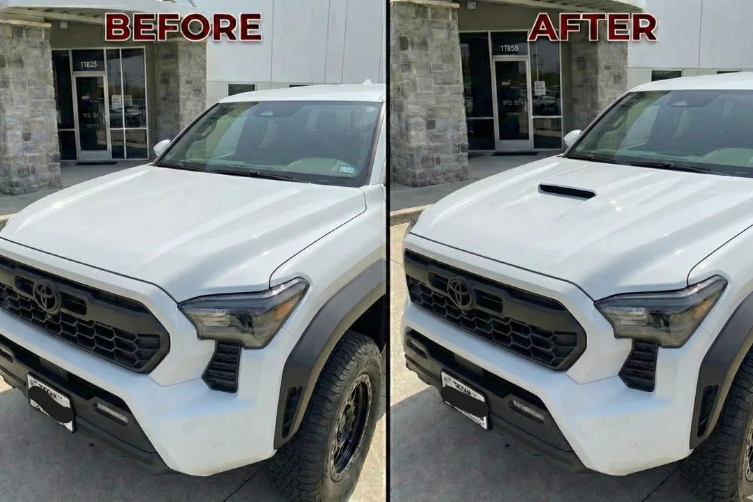 Before and After 2024-2026 Tacoma Hood Conversion Super White II 040