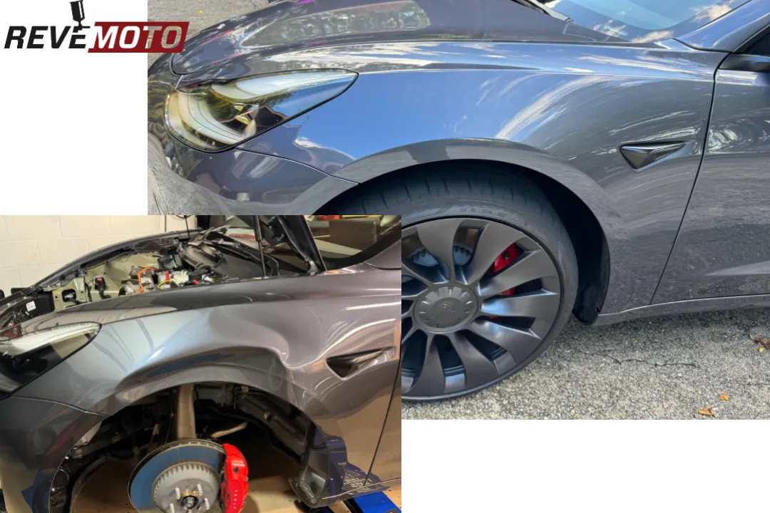 Paiinted Fender for 2017-2023 Tesla Model 3 Driver-Side 1081401E0D 1081400E0C Steel Gray Metallic/Midnight Silver Pearl (PMNG) - Customer Submitted Photos ReveMoto Painted Auto Body Parts Replacement