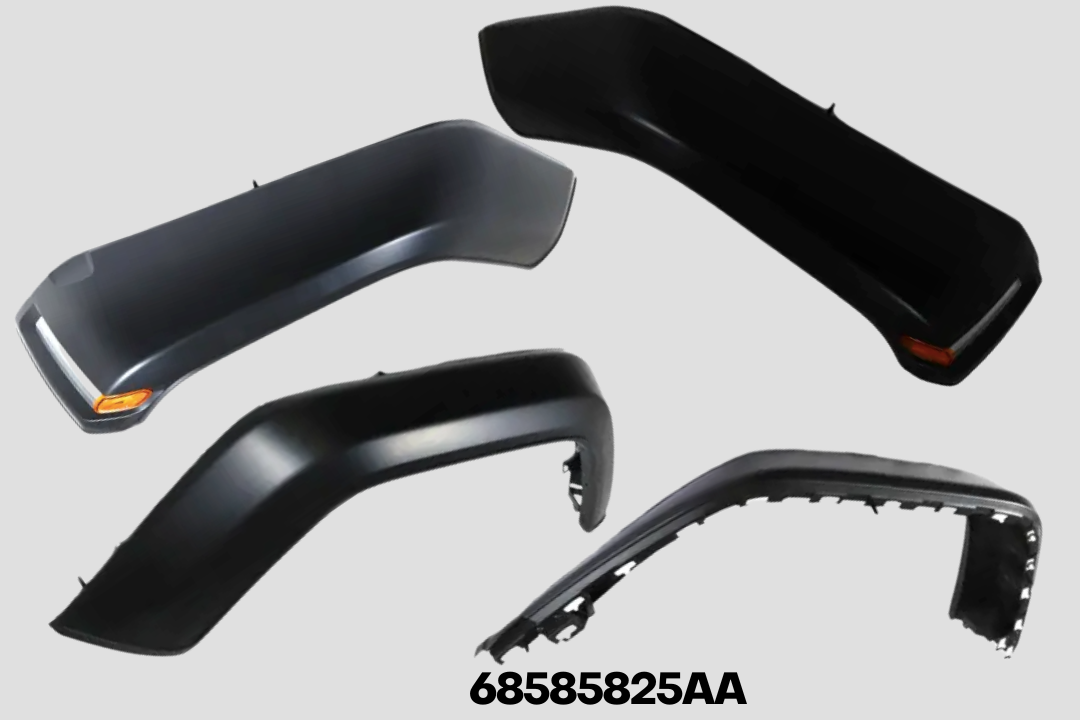 Painted Fender Flare for 2020-2024 Jeep Gladiator Front 
68585825AA (Left, Driver-Side) 
68585824AA (Right, Passenger-Side) 
Rear 
6ZR15TZZAA (Left, Driver-Side) 
6ZR14TZZAA (Right, Passenger-Side) ReveMoto Painted Auto Body Parts Replacement