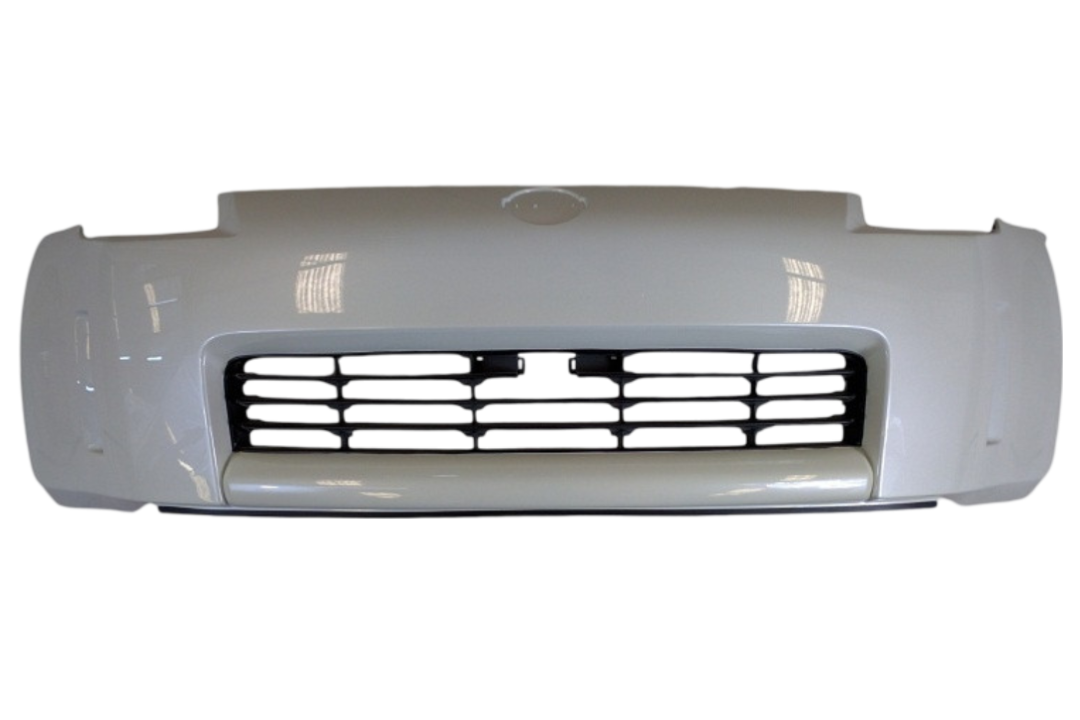 Painted Front Bumper Cover for 2003-2005 Nissan 350Z Glacier Pearl QX1 62022CD025 NI1000201 Revemoto Painted Auto Body Parts Replacement