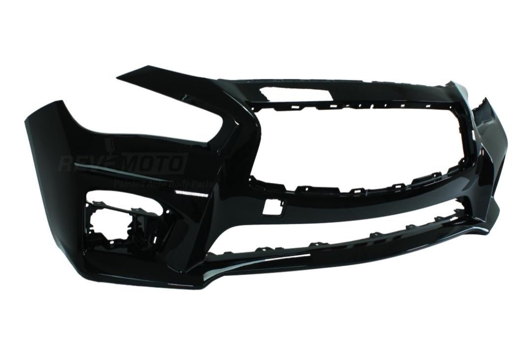 Painted Front Bumper Cover for 2014-2017 Infiniti Q50 Black Obsidian (KH3) 620224HD0H IN1000258 ReveMoto Painted Auto Body Parts Replacement