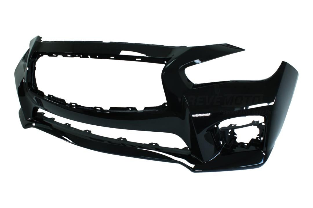 Painted Front Bumper Cover for 2014-2017 Infiniti Q50 Black Obsidian (KH3) 620224HD0H IN1000258 ReveMoto Painted Auto Body Parts Replacement