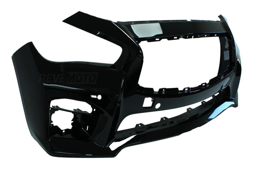 2014-2017 Infiniti Q50 Front Bumper Painted Black Obsidian (KH3) WITH: Park Assist Sensor Holes 620224HE0H IN1000259 ReveMoto Replacement Painted Car Parts Painted Auto Parts