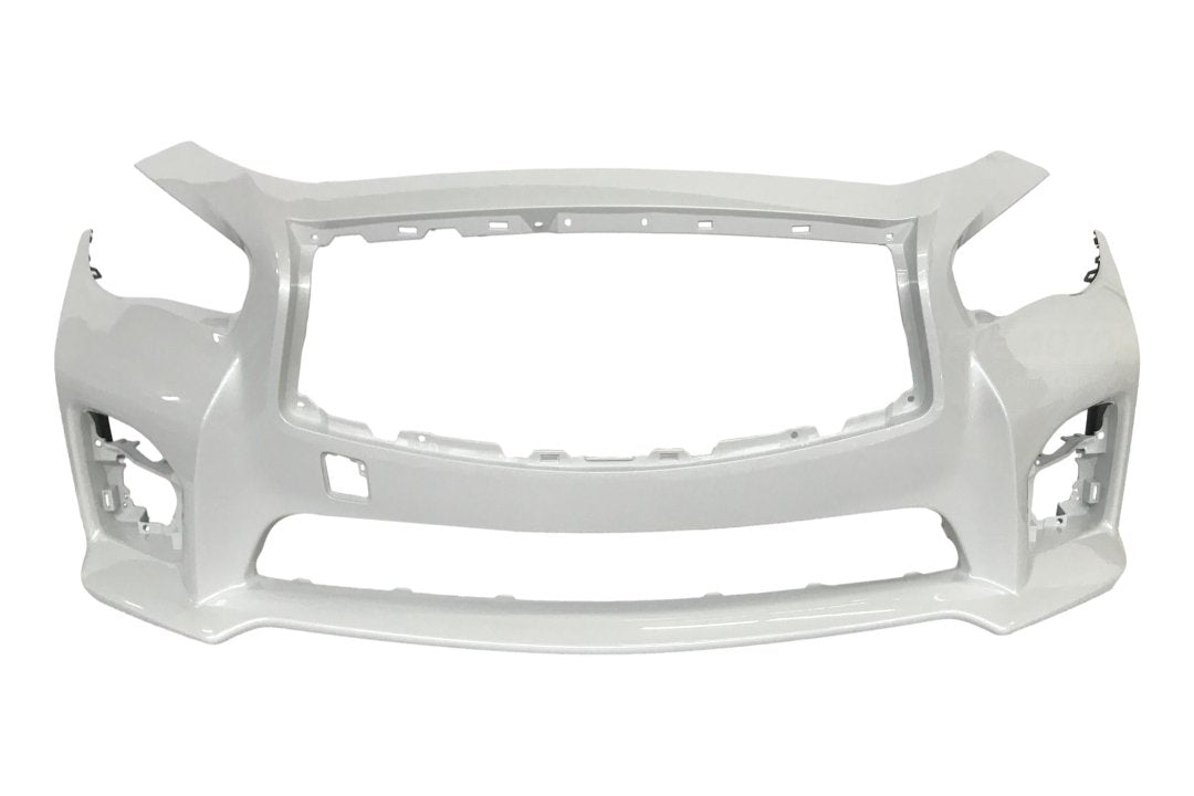 Painted Front Bumper Cover for 2014-2017 Infiniti Q50 White Pearl (QAB) 620224HD0H IN1000258 ReveMoto Painted Auto Body Parts Replacement