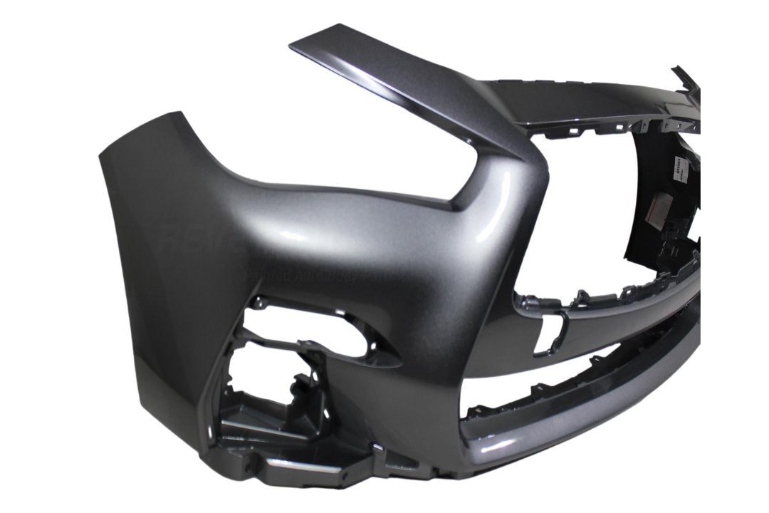 Painted Front Bumper Cover for 2018-2020 Infiniti Q50 Graphite Shadow Metallic (KAD) (WITH: Sport | WITHOUT: Park Assist Sensor Holes) 620226HJ0H IN1000282