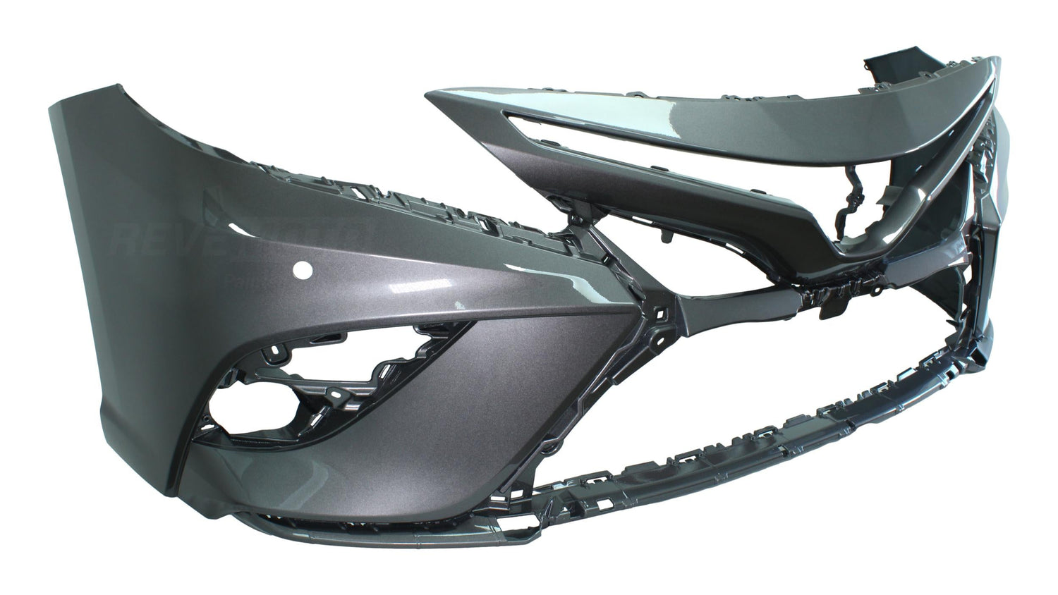 Painted Front Bumper Cover for 2018-2020 Toyota Camry (SE/XSE Models) Predawn Grey Mica (1H1) | 2018-2020 / WITH: Park Assist Sensor Holes | WITHOUT: Surround View Monitor, Camera 521190X939