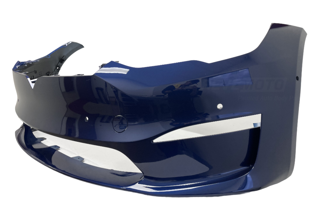 Painted Front Bumper for 2021 Tesla Model S (February 2021) Ocean Blue Metallic/Ocean Blue Pearl Metallic (PPSB) 1750101S0C Part Number
