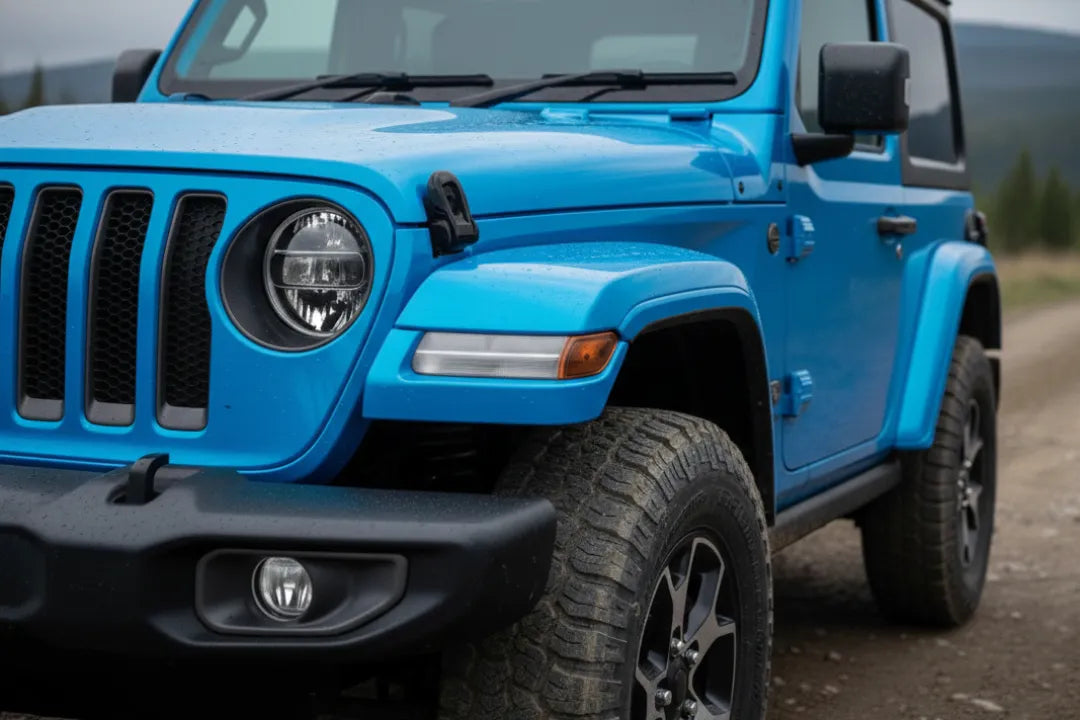 Painted Front Fender Flare for 2018-2023 Jeep Wrangler (WITH: LED Lamps | Driver-Side) Chief (PQB)  
 6AD67TZZAH