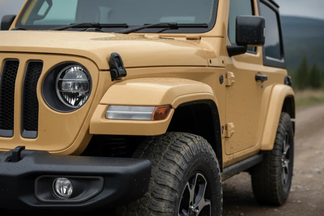 Painted Front Fender Flare for 2018-2023 Jeep Wrangler (WITH: LED Lamps | Driver-Side) Gobi (PUA)  
 6AD67TZZAH