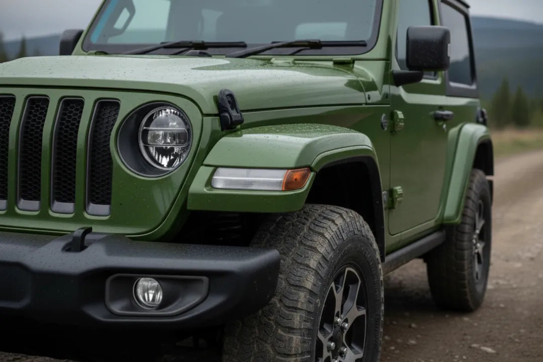 Painted Front Fender Flare for 2018-2023 Jeep Wrangler (WITH: LED Lamps | Driver-Side) Sarge Green (PGG) 6AD67TZZAH