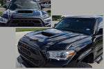 Painted Hood Conversion for 2016-2024 Toyota Tacoma WITH Scoop Opening Black 202 Closed Up Painted Hood Conversion for 2016-2024 Toyota Tacoma WITH Scoop Opening Black 202 Before After Photos ReveMoto Painted Auto Parts ReplacementLo