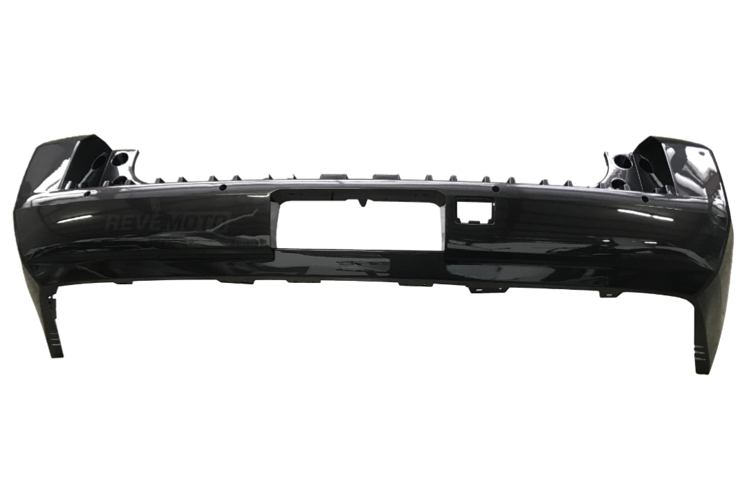 Painted Rear Bumper Cover for 2017-2019 Chevrolet Tahoe Iridium Metallic (WA121V) WITH Park Assist Sensor Holes, Blind Spot Brackets 84335287 GM1100995 (left view) ReveMoto Painted Auto Body Parts