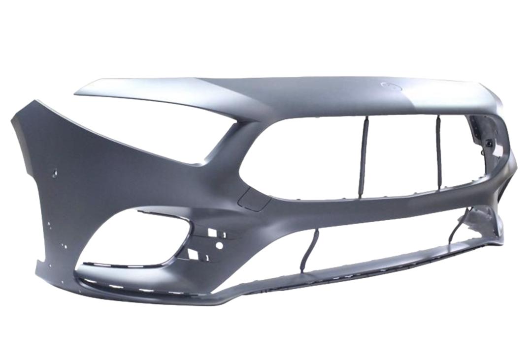 2020-2022 Mercedes-Benz A 35 AMG Front Bumper Painted (Aftermarket | WITH: AMG Line)_WITH: Tow Hook Hole Cover, AMG Dynamic Spoiler, 4 Park Assist Sensor Holes_ 17788023049999_ MB1000606