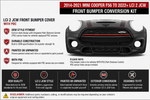 2014-2021 MINI Cooper F56 LCI2 JCW front bumper conversion with factory front parking sensor provisions