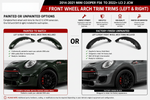 2014-2021 MINI Cooper F56 LCI2 JCW front wheel arch trims painted-to-match vs factory-finish unpainted