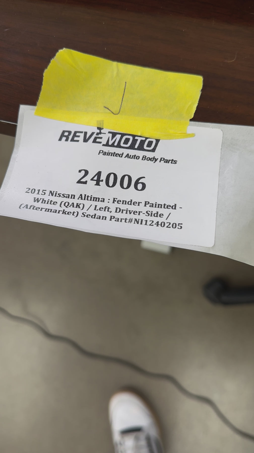 24006 - 2013-2015 Nissan Altima Fender Painted Left Driver-Side White (QAK) 631013TA0A NI1240205