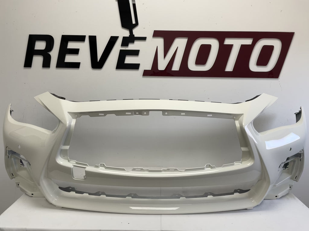 25438 -Painted Front Bumper Cover for 2018-2020 Infiniti Q50 (Sport, Red Sport with Distance Sensor) White (QAW) 620226HJ1H IN1000283 ReveMoto Painted Auto Body Parts Replacement
