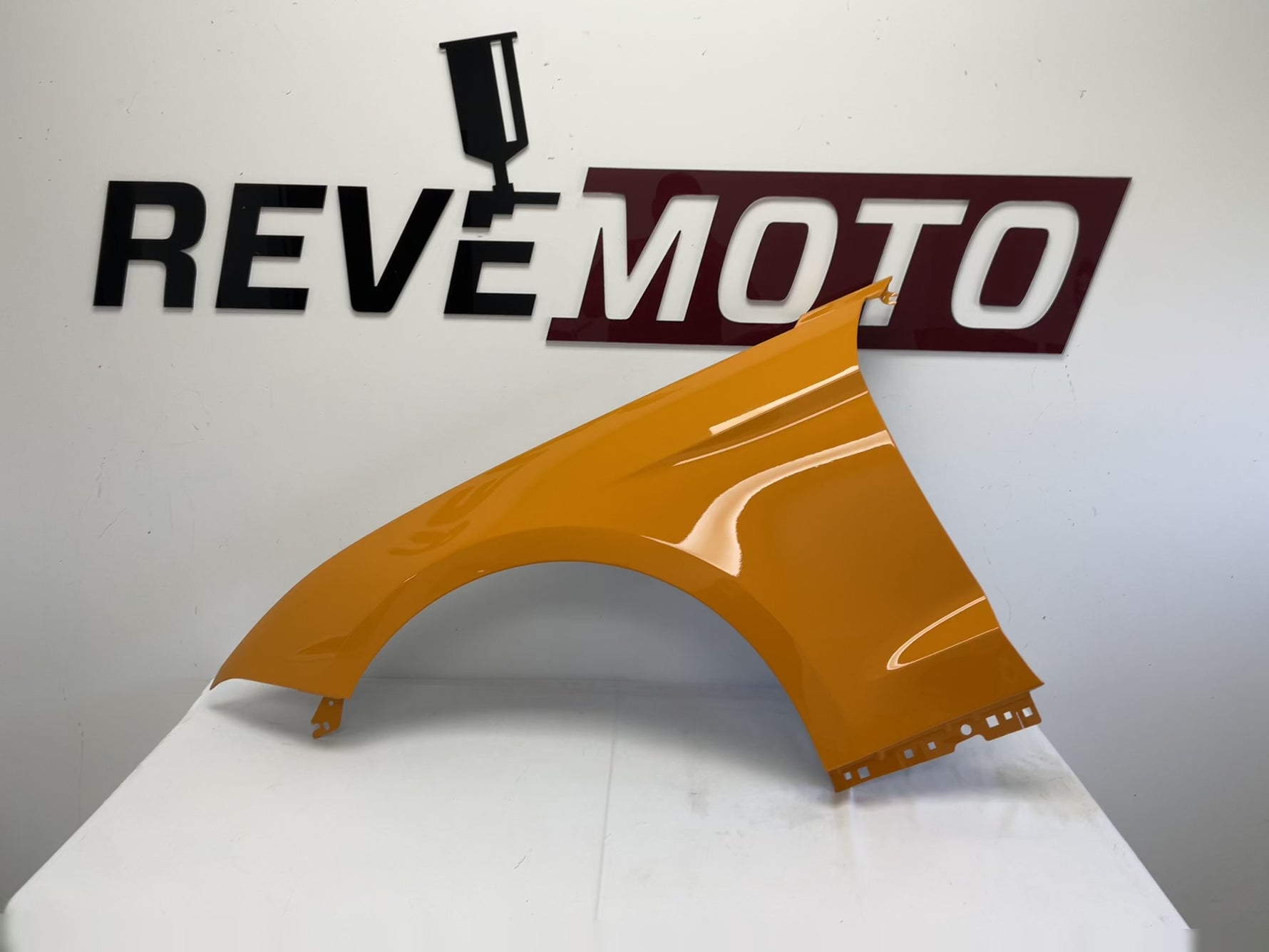 25872 - 2018-2020 Ford Mustang Fender Painted (Driver | Bullitt, EcoBoost, EcoBoost Premium)  Orange Fury Pearl (NL)  JR3Z16006A FO1240319 ReveMoto Painted Auto Parts Replacement