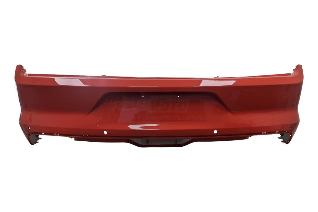 2015-2017 Ford Mustang Rear Bumper Painted | Competition Orange (CY) | WITH: Reverse Sensor | WITHOUT: Park Assist Sensor Holes, Lower Cover | FR3Z17K835BB FO1100711