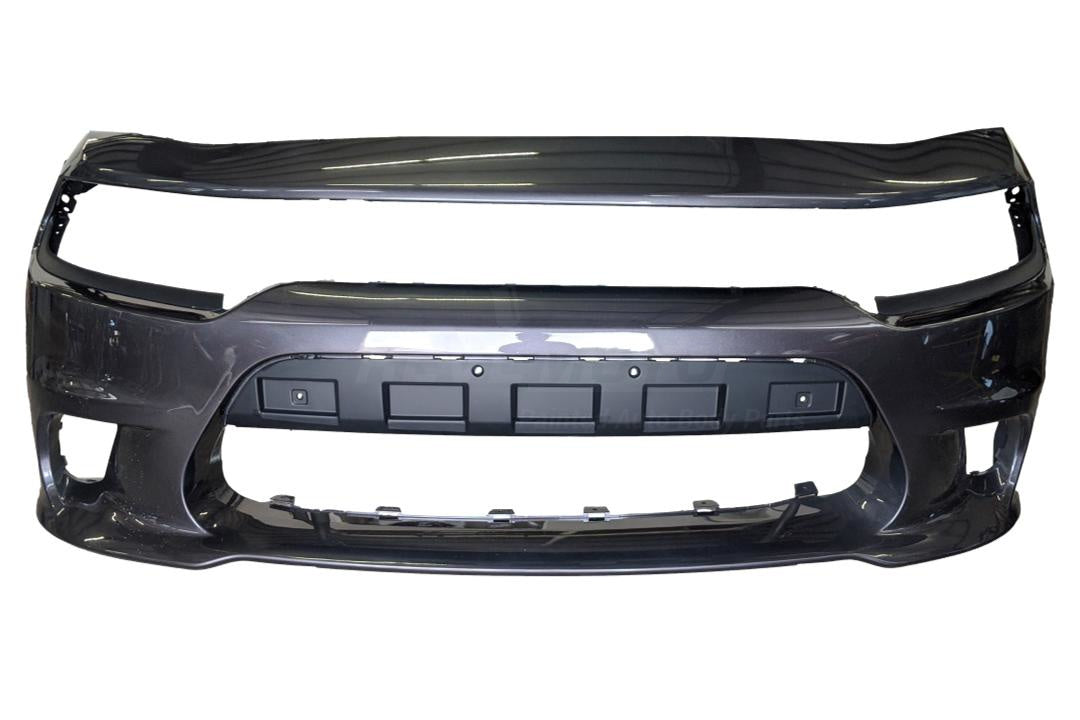 2015-2023 Dodge Charger Front Bumper Painted Granite Crystal Metallic (PAU) WITH: Elliptical Fog Light Holes | WITHOUT: Crossbar Grille 5PP39TZZAE