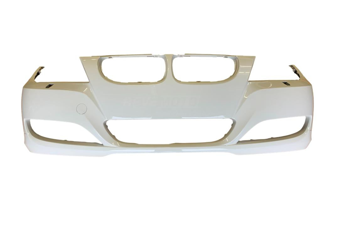 2009-2012 BMW 3-Series Front Bumper Painted_Alpine_White_III_300_WITH: Head Light Washer Holes | WITHOUT: M-Package, Park Assist Sensor Holes and Parking Distance Control Holes_ 51117226711_ BM1000211