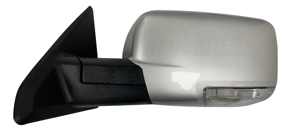 2009 Dodge Ram Mirror Left, Driver-Side Back View, WITH_ Power, Manual Folding, Heat, Turn Signal Light, Puddle Light _ WITHOUT_ Memory, Auto-Dimming__Bright Silver Metallic (PS2)_ CH1320293