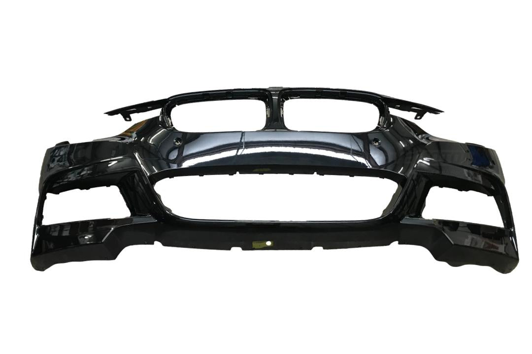 2013-2018 BMW 328i Front Bumper Painted Jet Black (668) Sedan with M-Package; Without HL Washer Holes or Parking Distance Control Holes - 51118067951_BM1000295