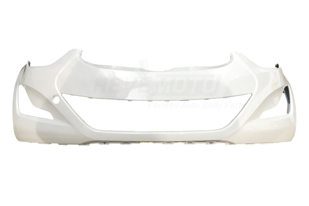 2014-2016 Hyundai Elantra Front Bumper Painted White Pearl (JR) (Sedan Korea Built) WITH: Tow Hook Hole 865113X800