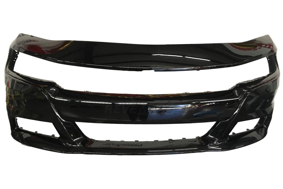 2015-2023 Dodge Charger Front Bumper WITH: Crossbar Grille and Rectangular Fog Light Holes | WITHOUT: Wide Body Models Black (PX8) 68267765AC