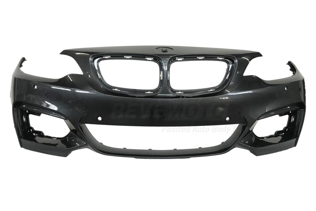 2017-2021 BMW 230i Front Bumper Painted Mineralgrau Metallic (B39) WITH M-Package, Park Distance Sensor Holes WITHOUT Park Assist Sensor Holes, Head Light Washer Holes 51118058098 