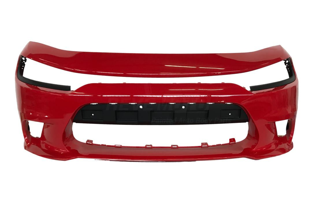 2015-2023 Dodge Charger Front Bumper Painted (WITH: Hood Scoop Models) Torred (PR3) WITH: Elliptical Fog Light Holes | WITHOUT: Crossbar Grille 5PP39TZZAE