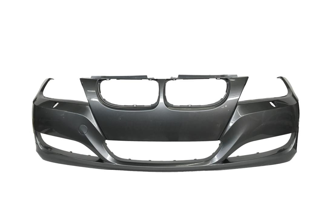 2009-2012 BMW 3-Series Front Bumper Painted_Space_Gray_Metallic_A52_WITH: Head Light Washer Holes | WITHOUT: M-Package, Park Assist Sensor Holes and Parking Distance Control Holes_ 51117226711_ BM1000211