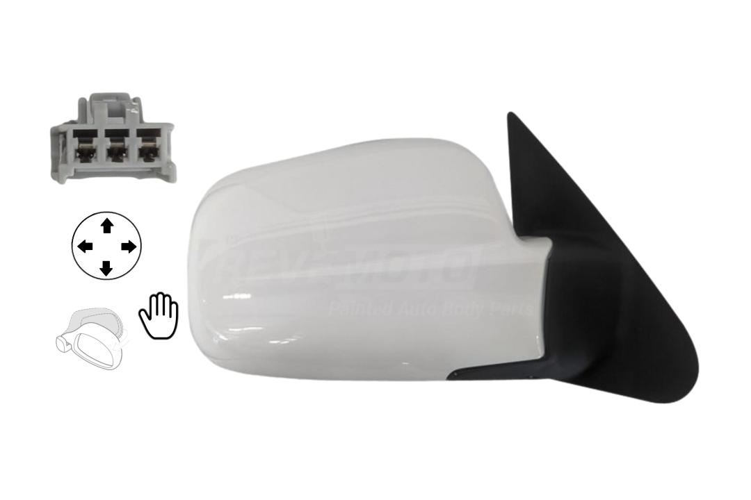 2002-2006 Honda CR-V Side View Mirror Painted_Taffeta White (NH578), Japan Built LX, Power, Manual Folding, Non-Heated, Right, Passenger Side_ 76200S9AA01