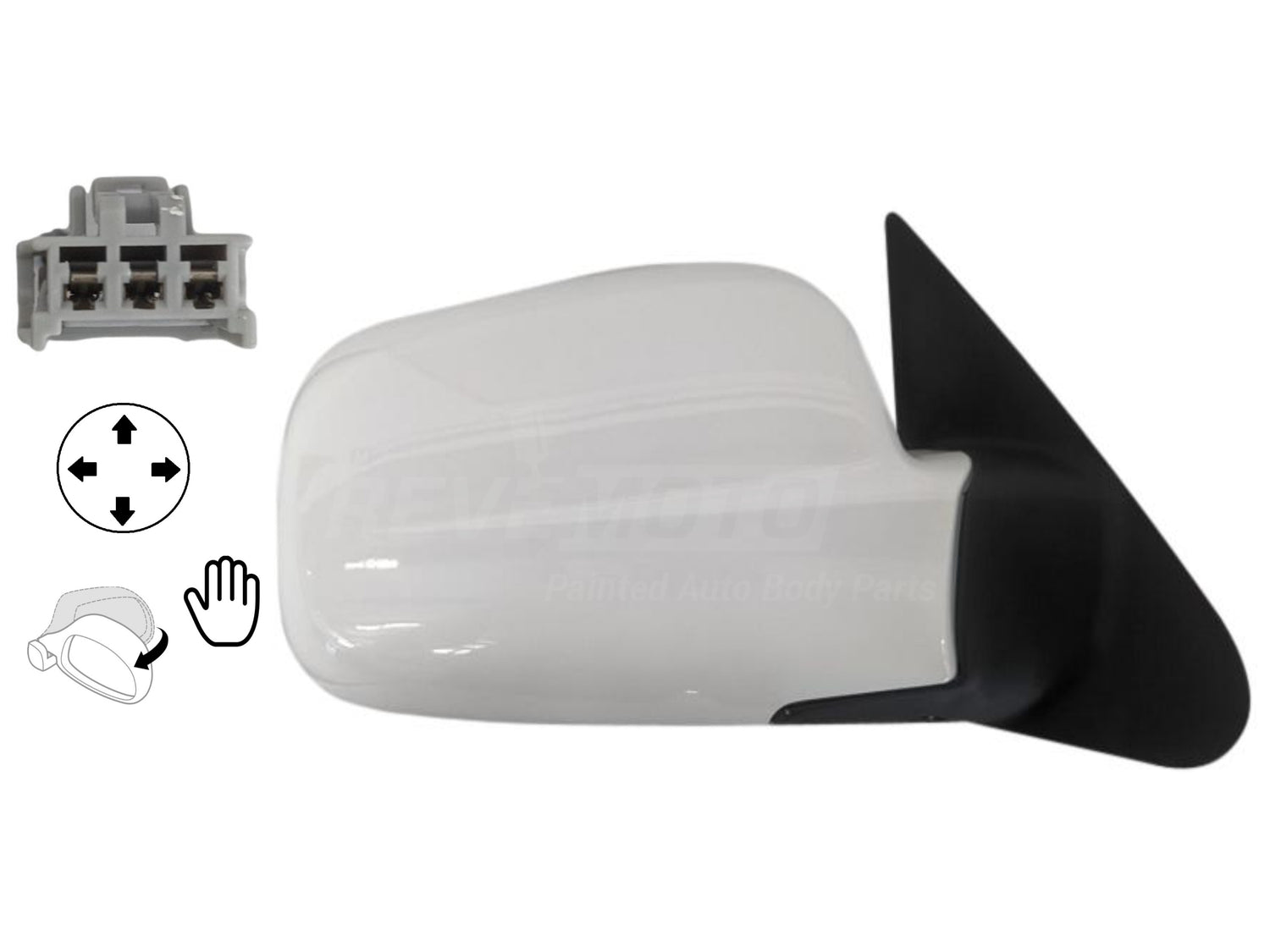 2002-2006 Honda CR-V Painted Side View Mirror Taffeta White (NH578), Japan Built LX, Power, Manual Folding, Non-Heated, Right, Passenger Side 76250S9AA01