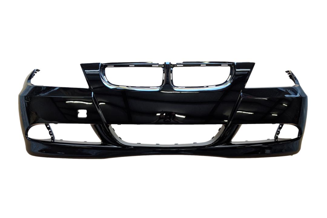 2006-2008 BMW 3-Series Front Bumper Painted_Jet_Black_668_Sedan/Wagon | WITH: Park Assist Sensor Holes, Parking Distance Control Holes | WITHOUT: Head Light Washer Holes_ 51117170051_ BM1000178