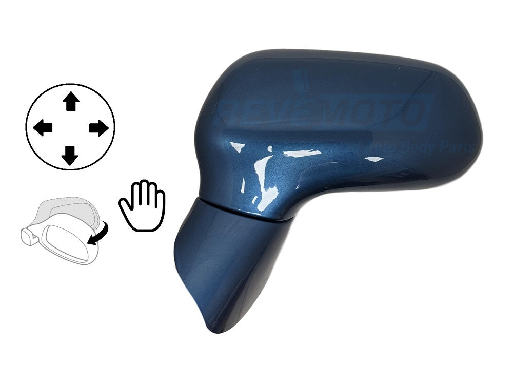 2006 Honda Civic Painted Side View Mirror (Sedan) Atomic Blue Metallic (B537M), Sedan, USA,Japan Built, EX,LX; Power, Manual Folding, Non-Heated, wo Signal Light,Left, Driver Side 76250SNEA01