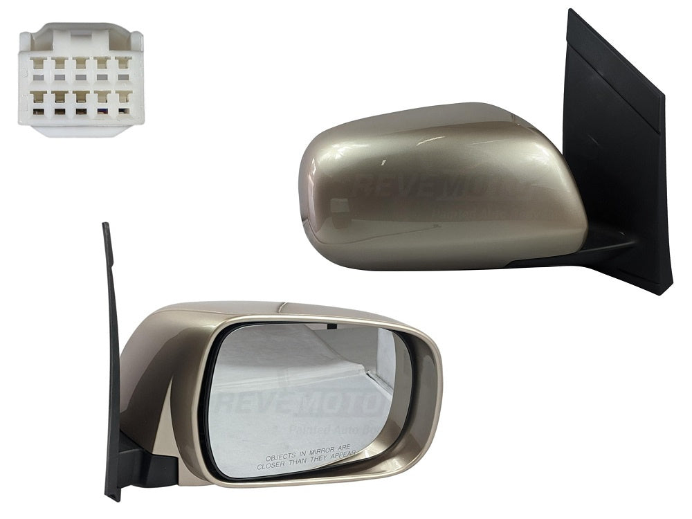 2005 Toyota Sienna Painted Side View Mirror (OE Replacement) Desert Sand Mica (4Q2), Power, Non-Heated, Manual Folding, w/o Auto Dimming, w/o Turn Signal, w/o Puddle Lamp, w/o Blind Spot Detection Glass, w/o Memory, Right, Passenger Side 87910AE010