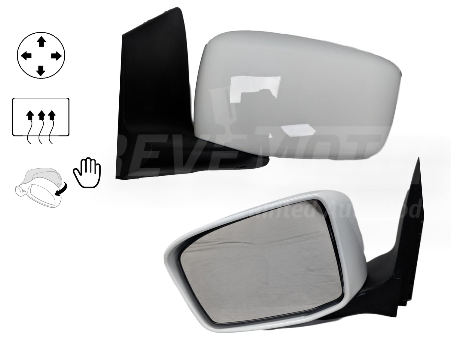 2007 Honda Odyssey Driver Side View Mirror, Power; Manual Folding, Heated, PaintedTaffeta White (NH578)_76250SHJA43ZD