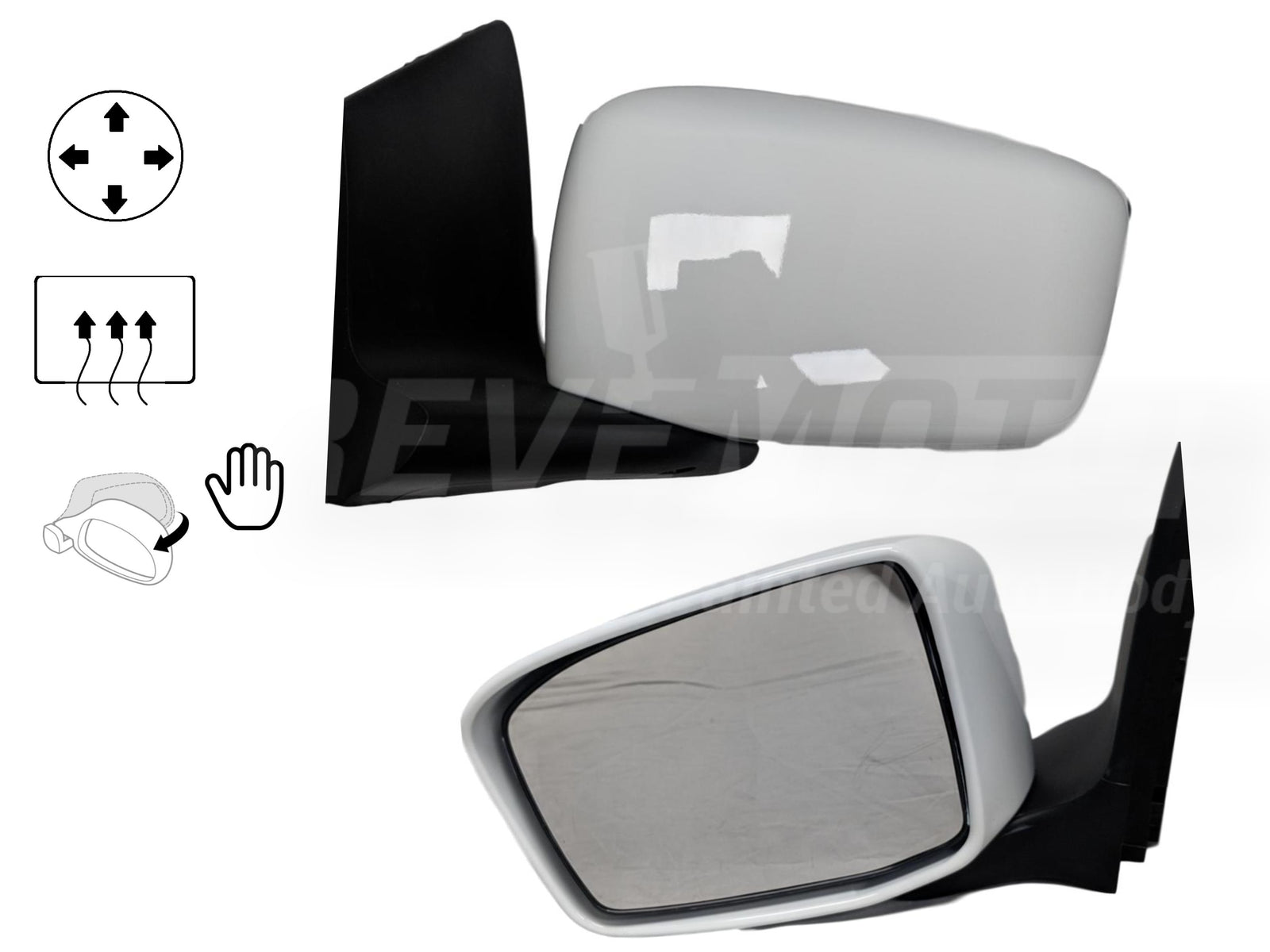 2007 Honda Odyssey Driver Side View Mirror, Power; Manual Folding, Heated, PaintedTaffeta White (NH578)_76250SHJA43ZD
