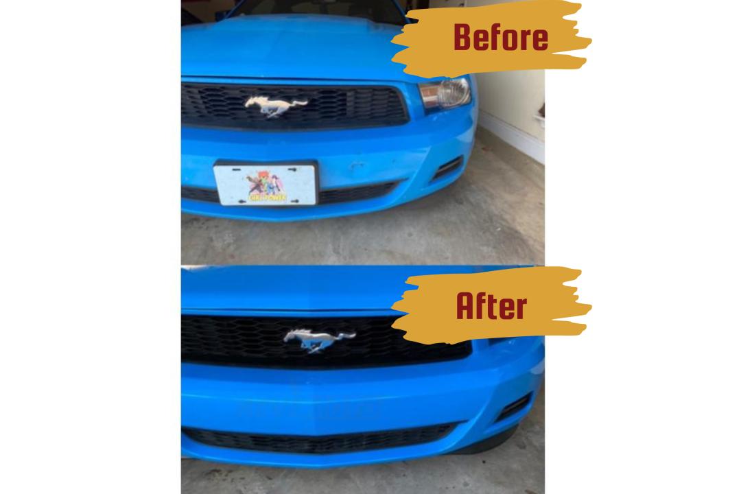 2010-2012 Ford Mustang front bumper painted - before and after photo - ReveMoto Painted Car Parts