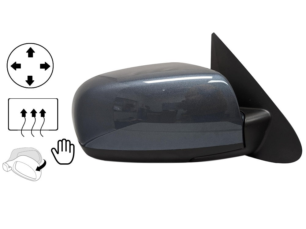 2008 Hyundai Santa Fe Passenger Side View Mirror Painted, Slate Blue Metallic (BF), Heated, Power, Manual Folding _876200W000