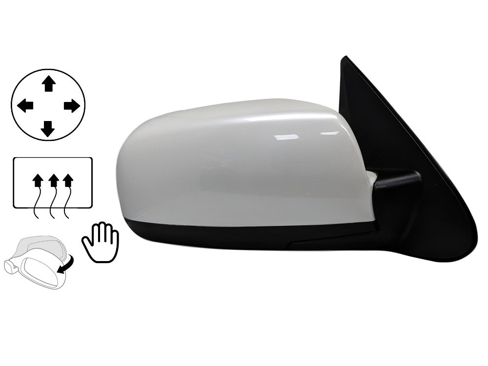 2007 Hyundai Santa Fe Passenger Side View Mirror, Heated, Power, Manual Folding, Painted Powder White Pearl (W1)_ 876200W00008