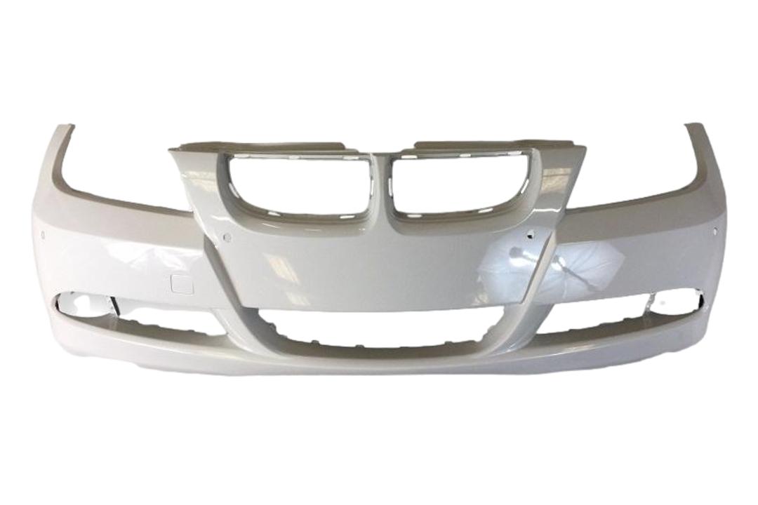 2006-2008 BMW 3-Series Front Bumper Painted_Alpine_White_III_300_Sedan/Wagon | WITH: Park Assist Sensor Holes, Parking Distance Control Holes | WITHOUT: Head Light Washer Holes_ 51117170051_ BM1000178