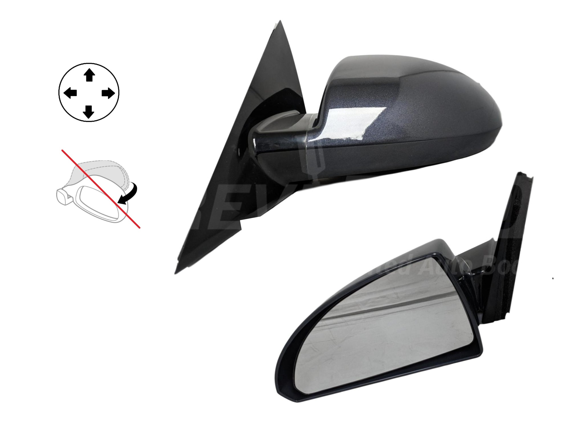 2008 Chevrolet Impala Driver Side View Mirror, Power, Non-Folding, Non-Heated, w Smooth Black Base; Painted Ink Slate Metallic (WA503Q)_20759191