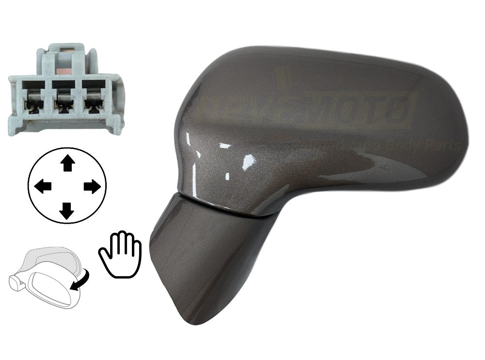 2010 Honda Civic Painted Side View Mirror (Sedan) Urban Titanium Metallic (YR578M), Sedan, USA,Japan Built, EX,LX, Power, Manual Folding, Non-Heated, wo Signal Light, Left, Driver Side 76250SNEA01