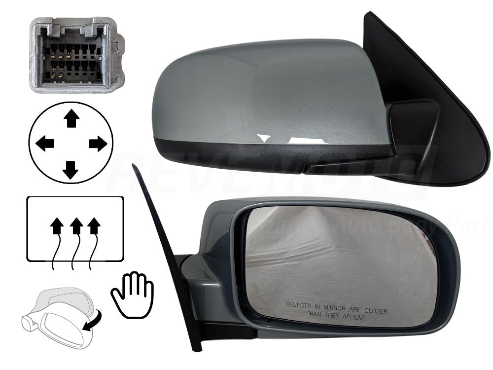 2009 Hyundai Santa Fe Passenger Side View Mirror, Heated, Power, Manual Folding, Painted Platinum Sage Metallic (TD)_876200W000