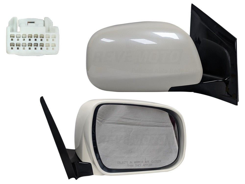 2007 Lexus RX350 Painted Side View Mirror Crystal White Pearl (63), Manual Folding, Heated, w_ Memory, w_o Dimmer, Right, Passenger Side 879100E900