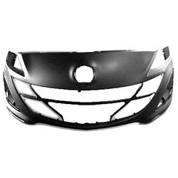 2010-2011 Mazda 3 Front Bumper; 2.5L Eng.; w/ or w/o Fog Light Holes; Inserts are smooth edge w/o Overlap into; Also fits 2.0L and 2.3L for year 2011; MA1000224; BBN250031KBB